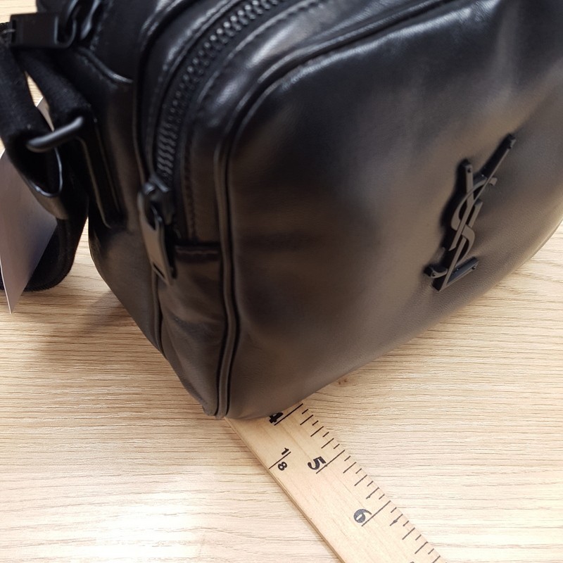 SAINT LAURENT YSL Black Lambskin Leather Niki Cube Crossbody $2000
