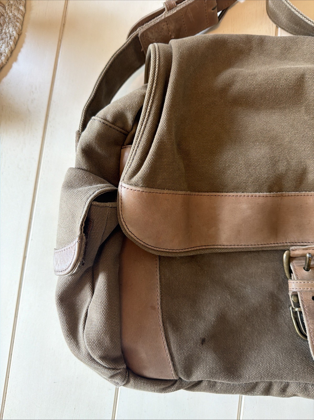 Vintage LL Bean Messenger Bag Canvas Leather Field Bag Cross Body Purse