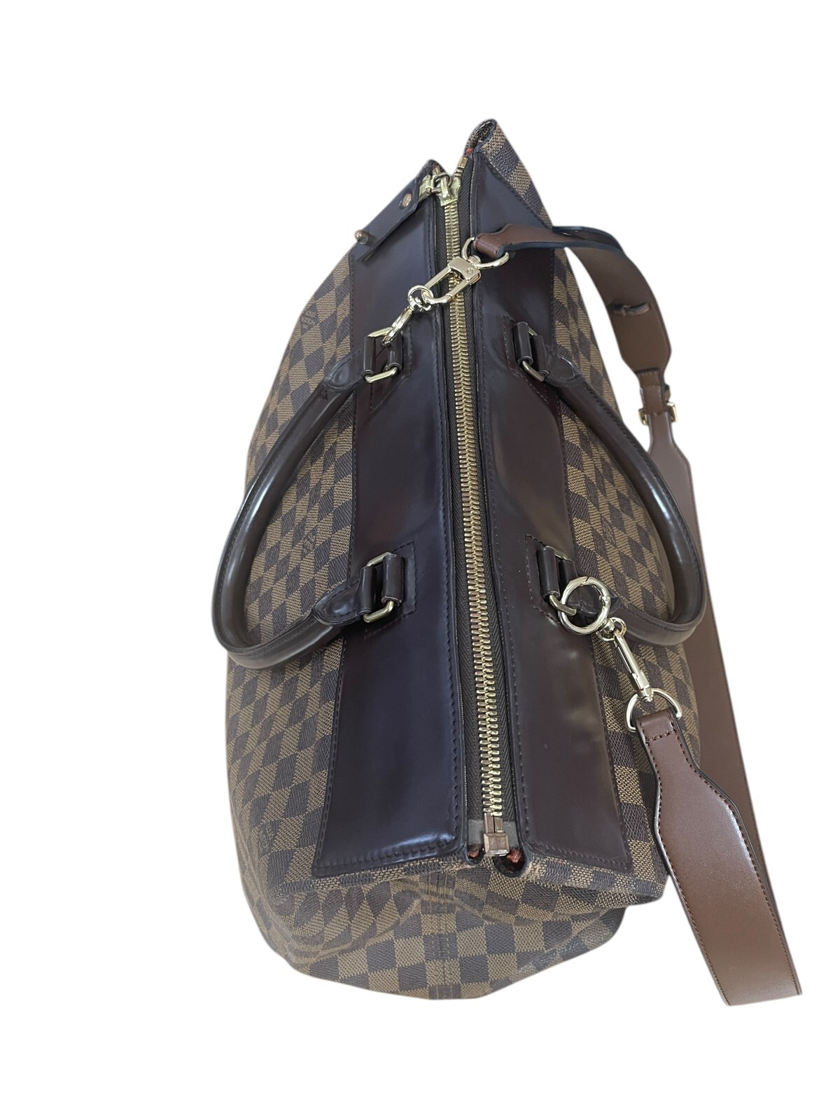 LOUIS VUITTON Damier Ebene Greenwich Canvas Leather Travel Gym Tote Bag Weekend