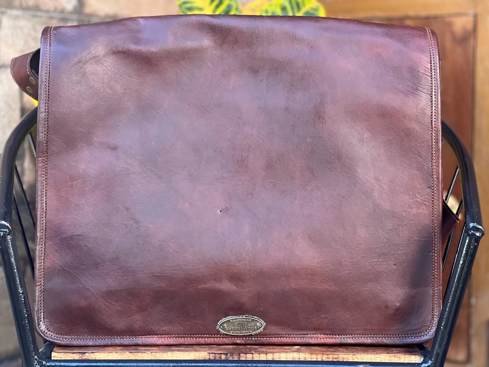19 Inch Vintage Brown Leather Messenger Shoulder Laptop Bag Briefcase Men’s New
