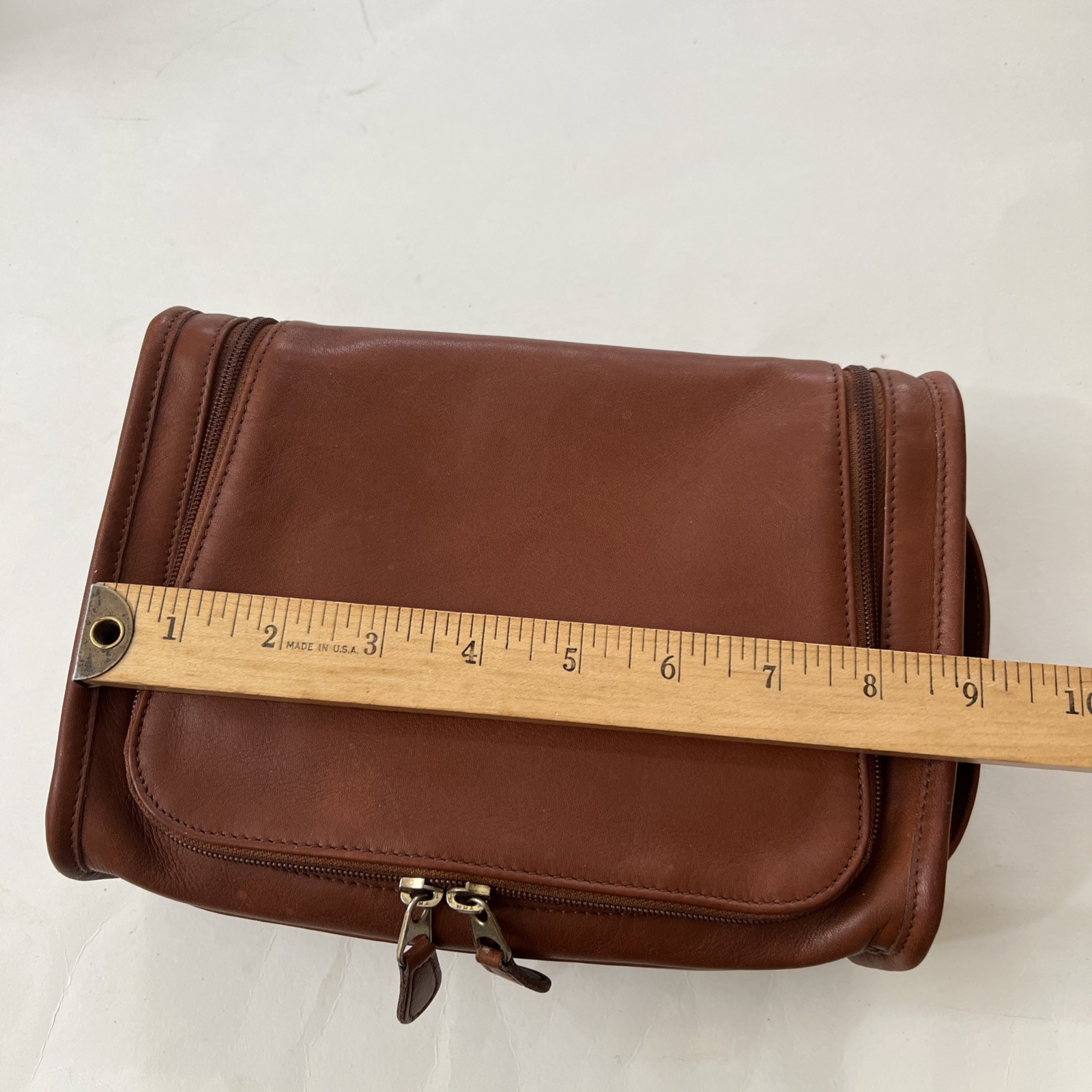 Vintage Coach Dopp Kit Men’s Brown Leather Toiletry Bag Travel Zip Around