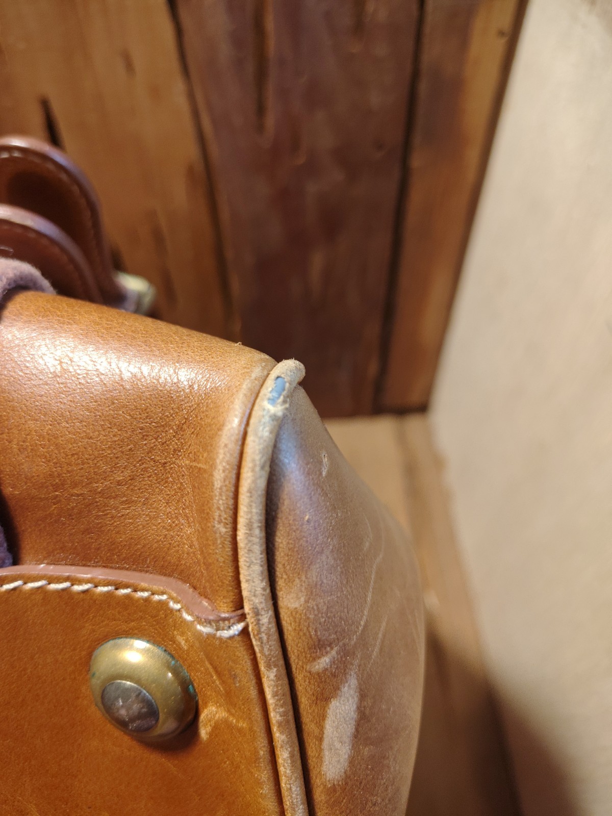 Vtg Express French Country Full Grain Leather Duffle Tack Bag Distressed Look