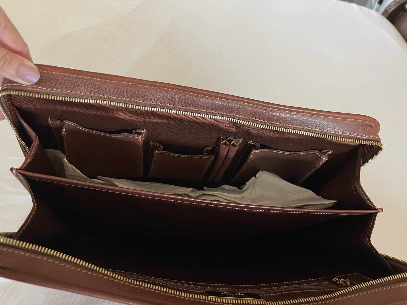 Cole Haan Collection Special Edition Drop Handle Laptop Clutch,saddle Tan, Mens