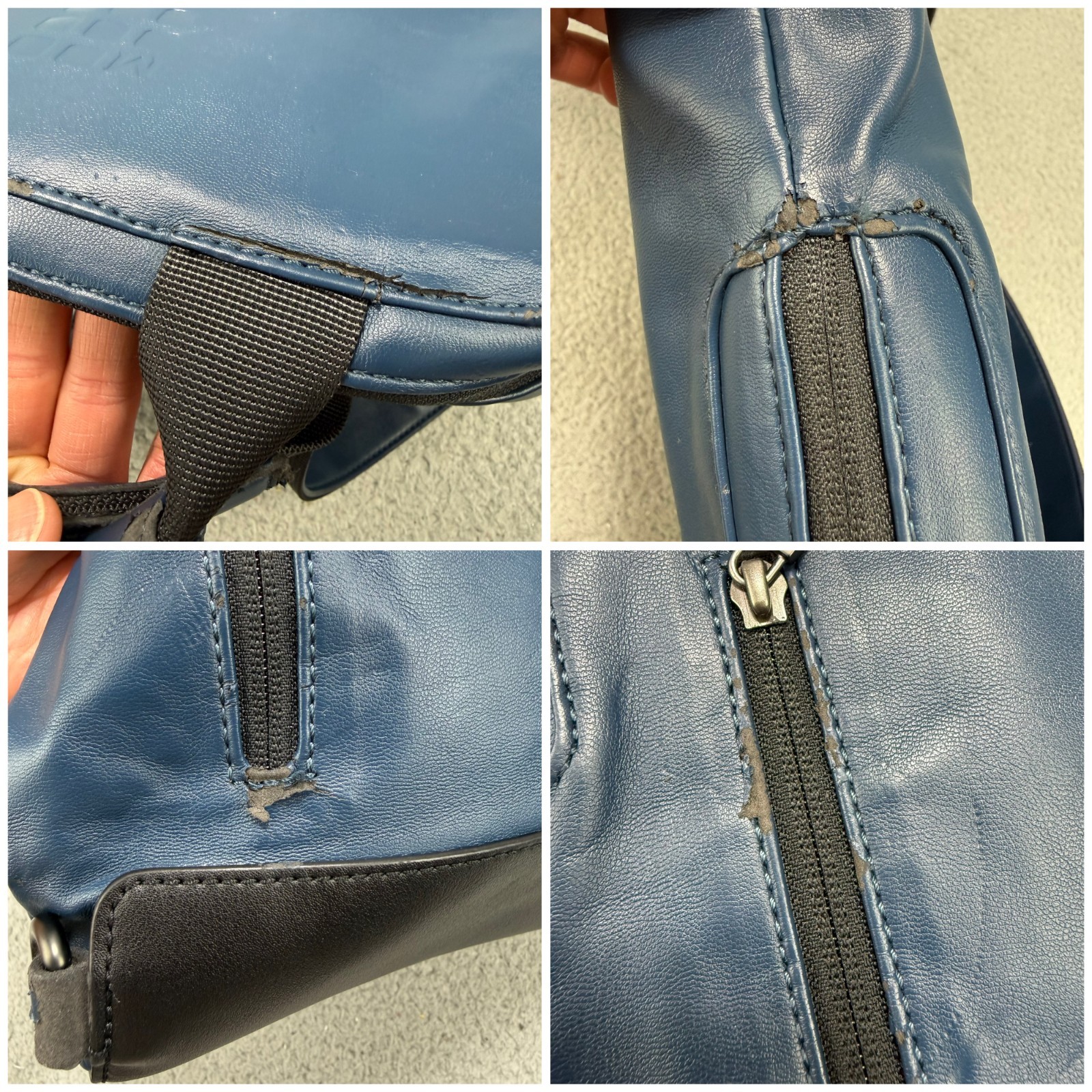 Moleskine Backpack Navy Blue Vertical Device Bag Faux Leather Laptop Mens Womens