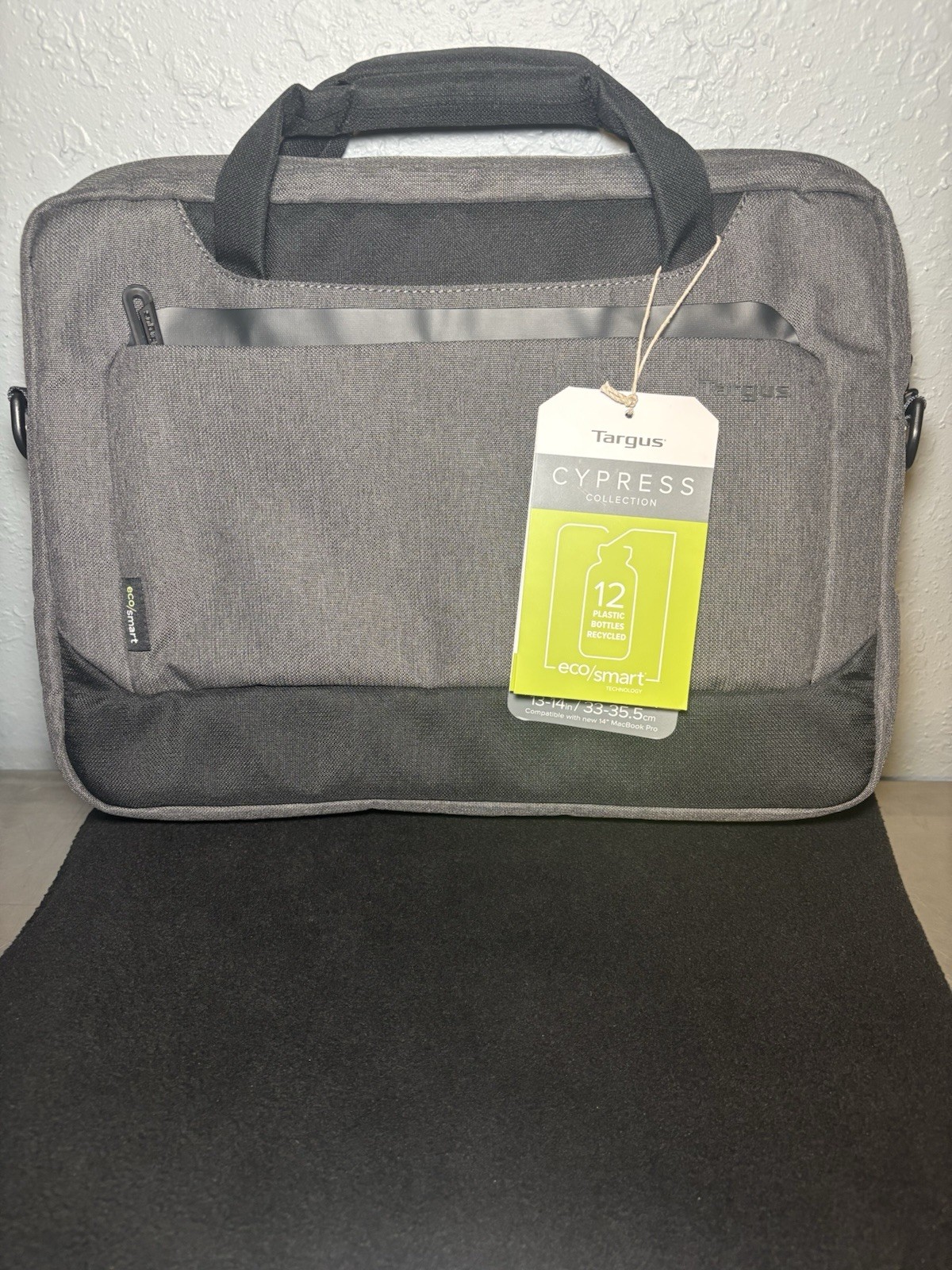 Targus 14″ Laptop Cypress Slim Briefcase with EcoSmart – Gray: Fits Up to 14″