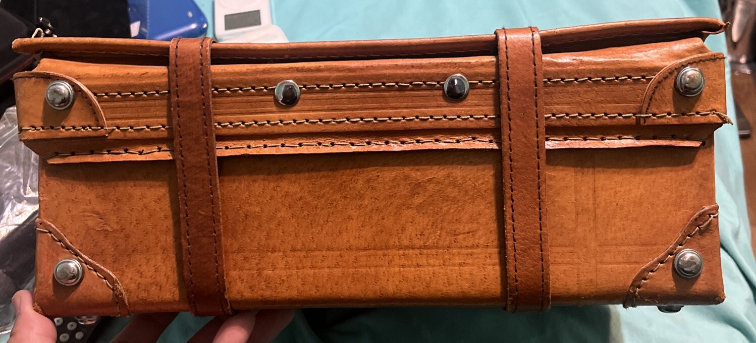 Vtg American Crew 15” Leather Bound Men’s Shaving Case EUC Read