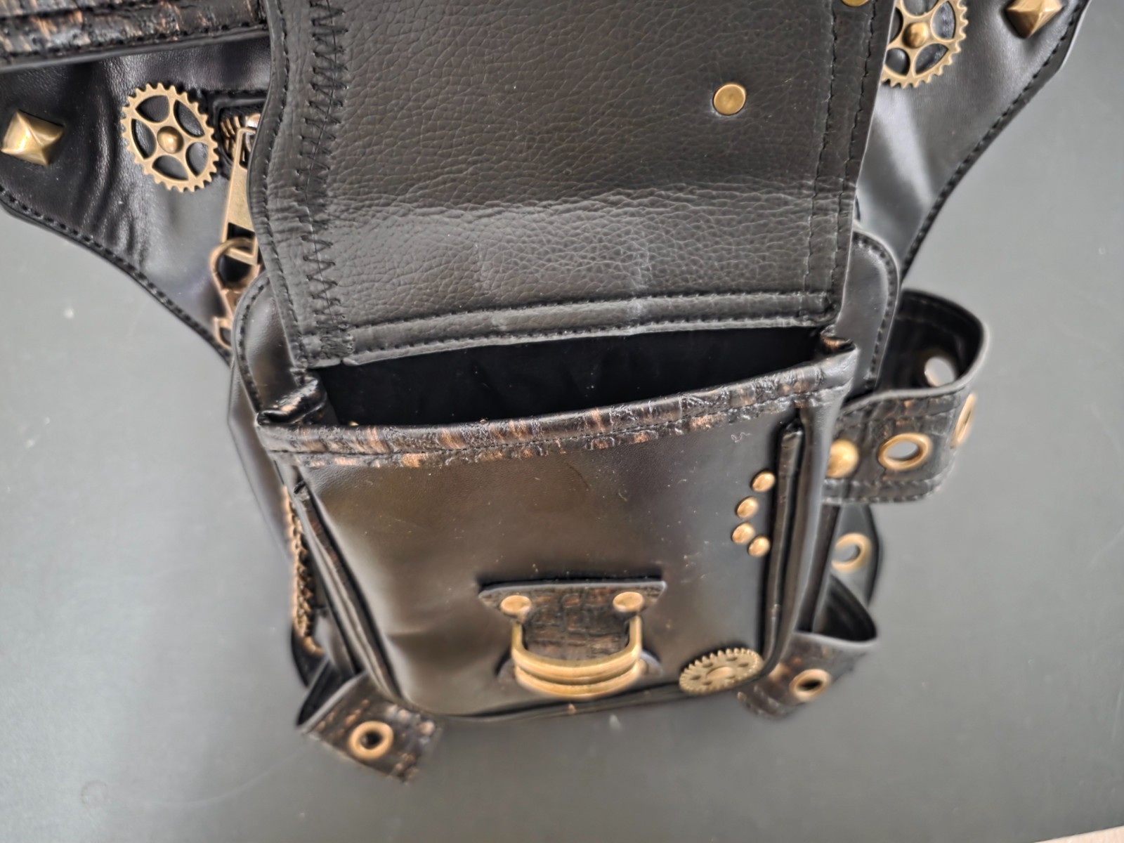 Men Women Waist Bag Faux Leather Gothic Steampunk Biker Cosplay
