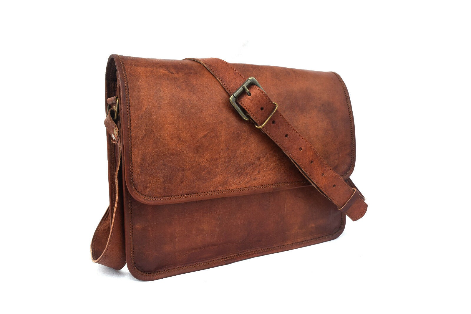 14 In Leather Messenger Bag Office Laptop Satchel School Crossbody Shoulder Bags