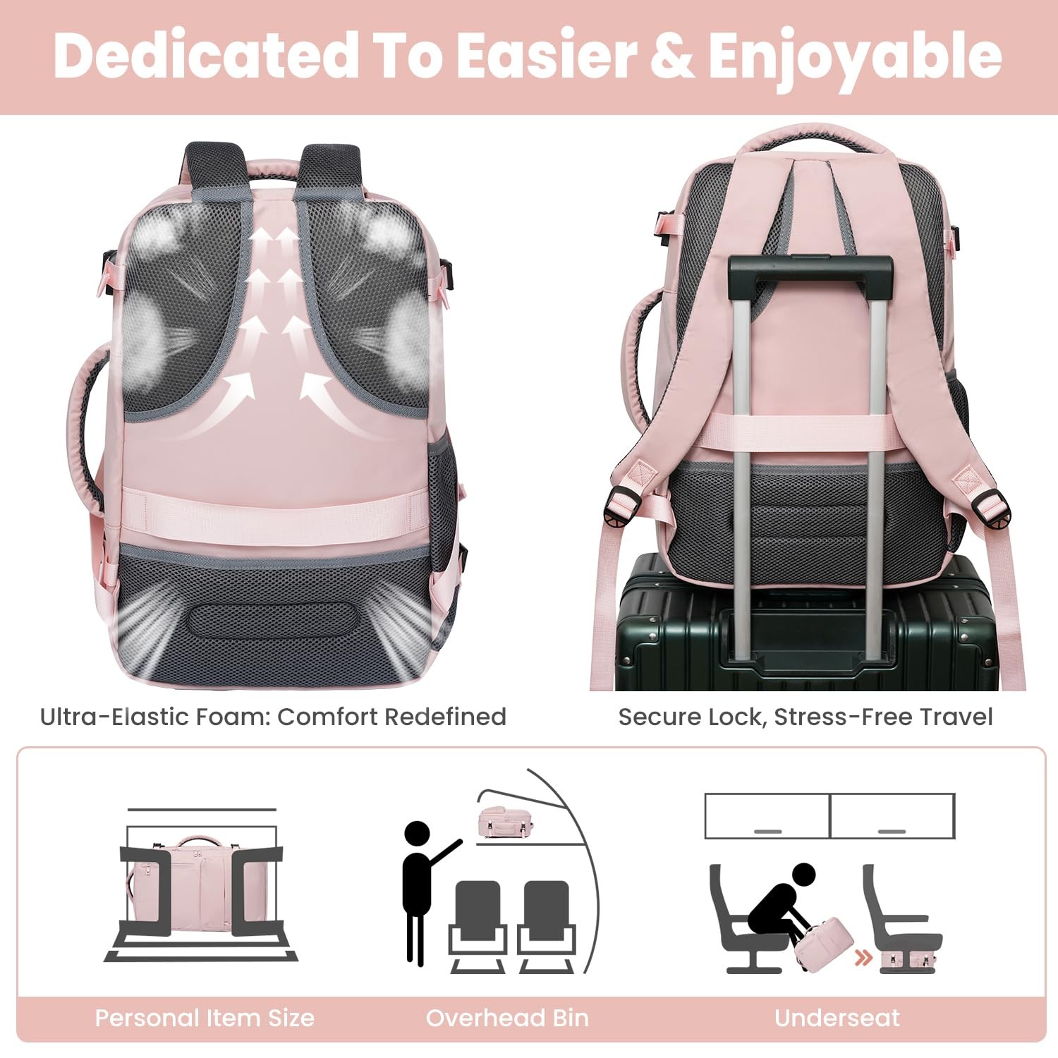 35L Travel Backpack | 180° All-Open Design | Multi-Pockets | Airline Approved…