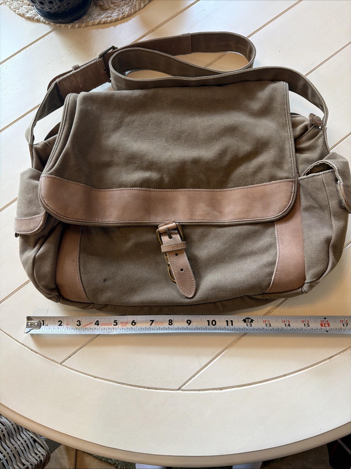 Vintage LL Bean Messenger Bag Canvas Leather Field Bag Cross Body Purse