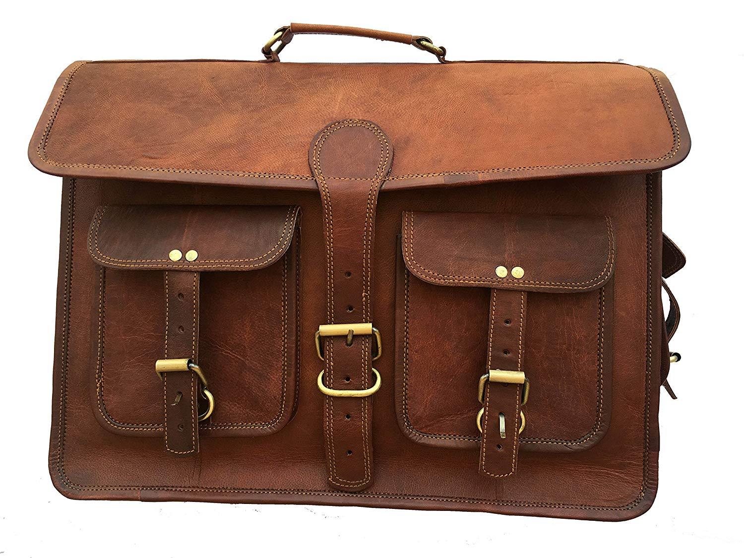 19″ Large Leather MESSENGER bag for men shoulder bag men’s Laptop BRIEFCASE Bag