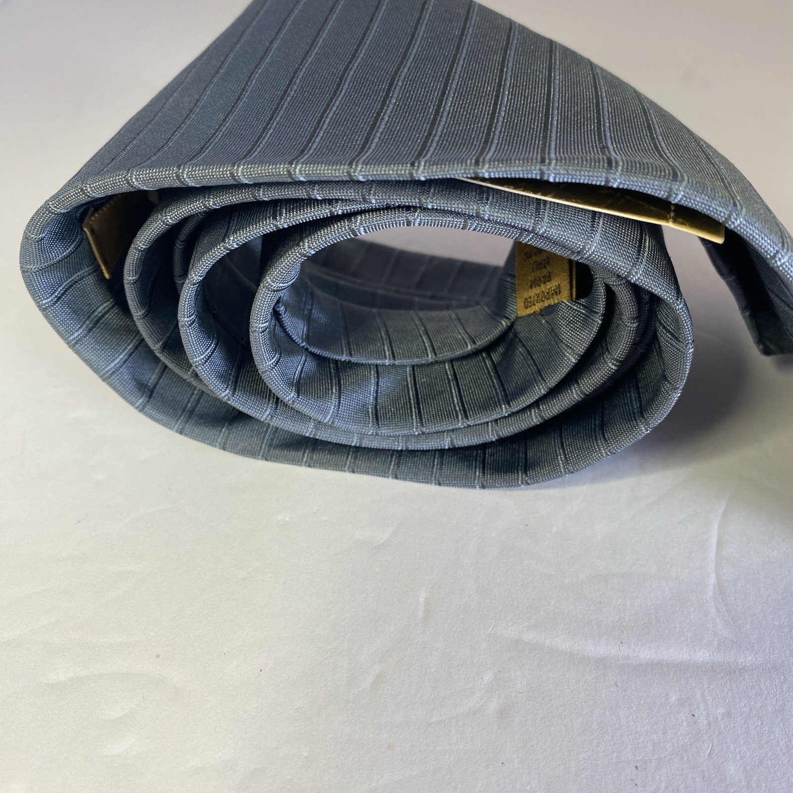 Donna Karan Vintage Tie USA Made Retro Silk 100% Gray Stripe New W Tag 56″