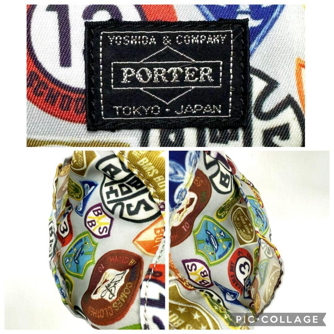 PORTER x BEAMS BOY Reversible Tote Bag Canvas Nylon Khaki Wappen Patchwork Zip