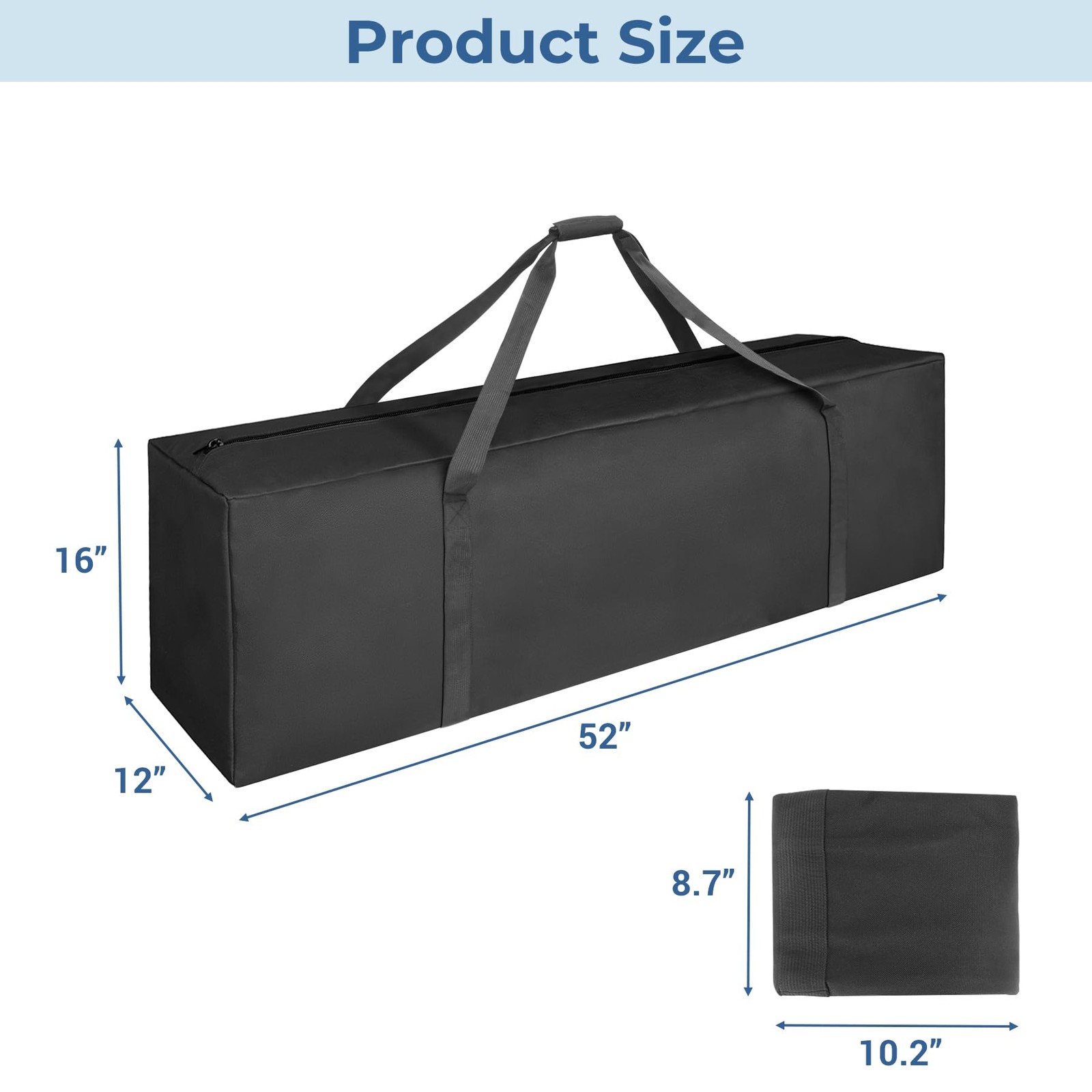 Black 160L 52 Inch Extra Large Sports Duffle Bag With 2 Way Lockable Zippers