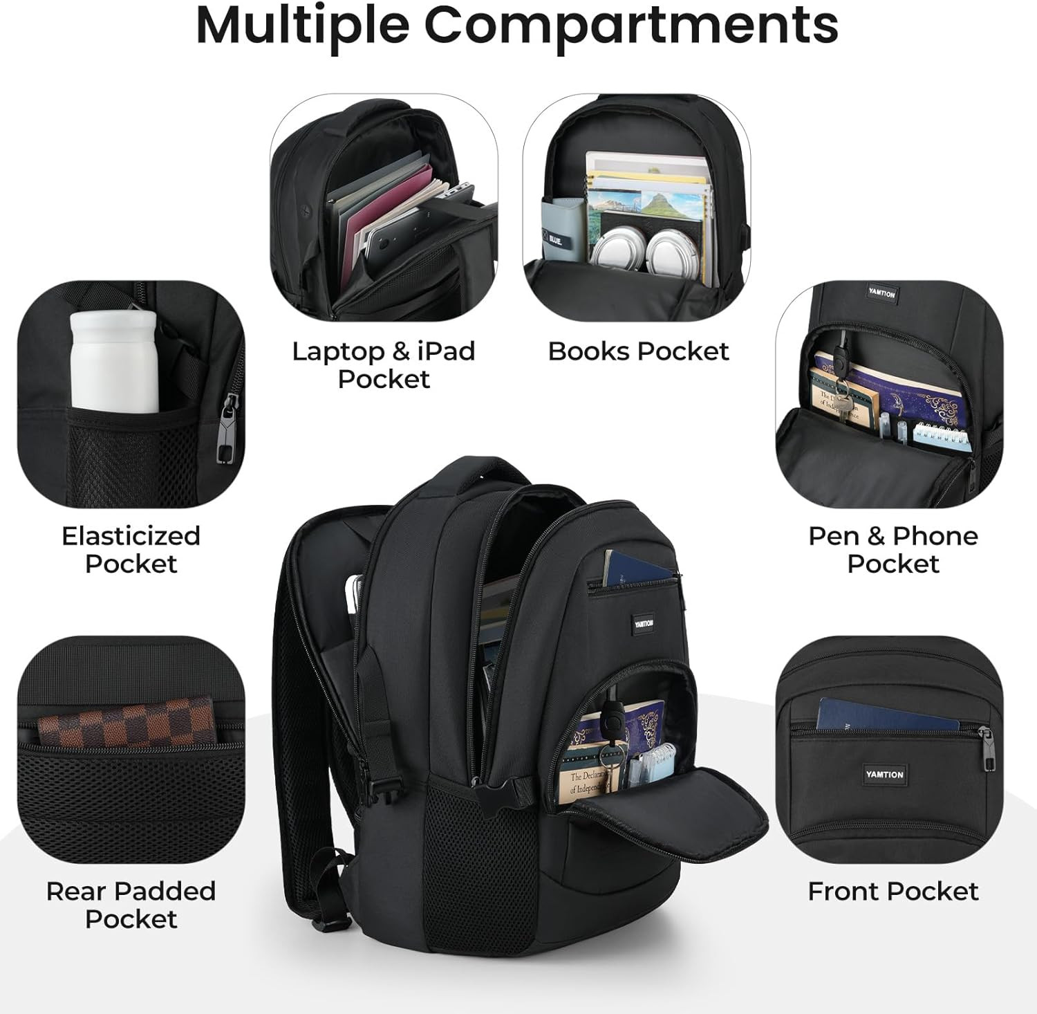 Black Backpack for Men and Women, Laptop Backpack, School Backpack for Boys and
