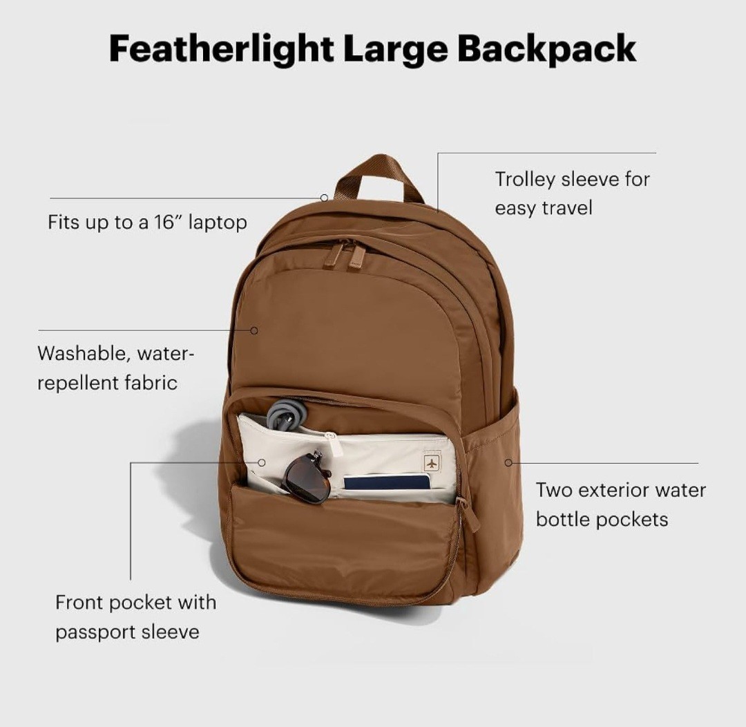 Away Featherlight Large Backpack for Travel & Work – Amazon Brown – Lightweight