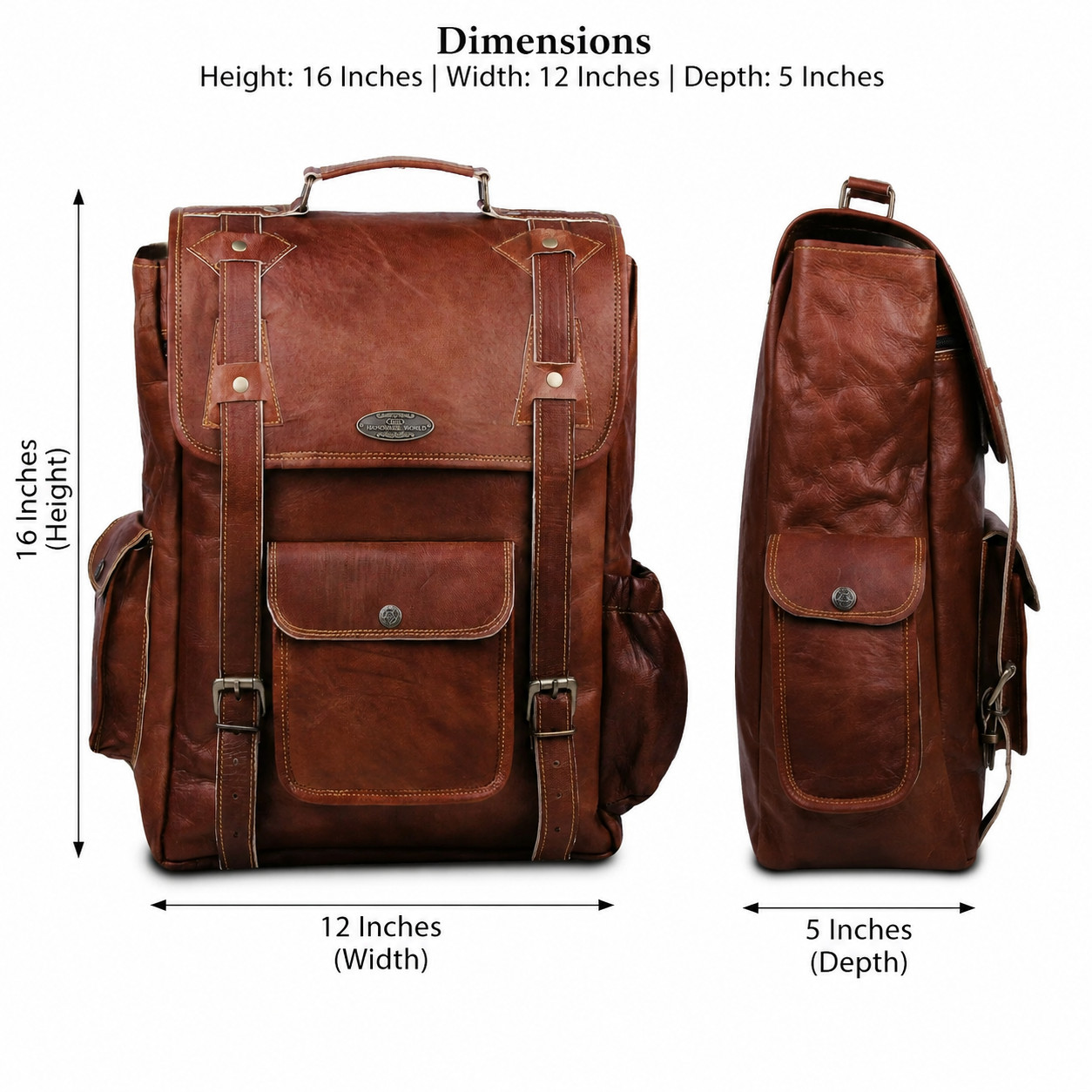 Men’s Handmade Vintage Genuine Brown Leather Backpack Rucksack Travel Bag Unisex