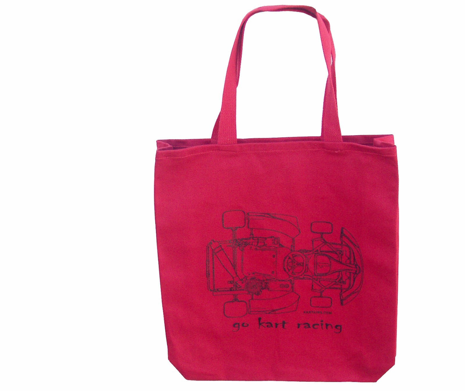 TOTE BAG, Kart Racing, heavy cotton twill, red, 14″x14″x3″ bag, GREAT GIFT!
