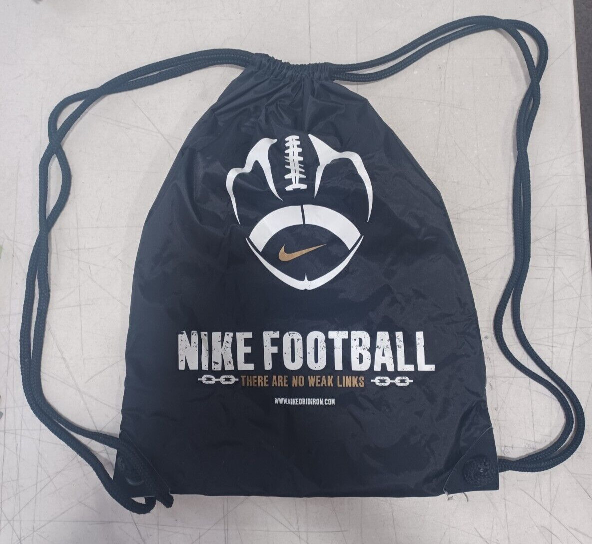 Nike Football Black Drawstring Backpack “There are no Weak Links”