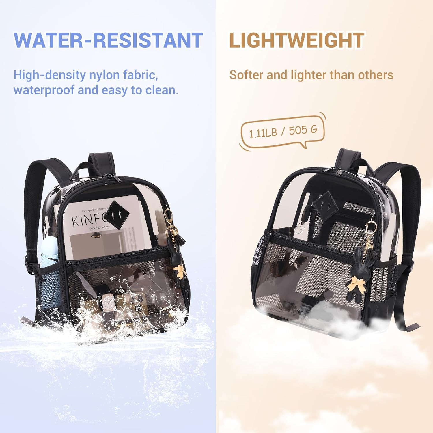 Clear Backpack for Stadium Events Approved 12×6×12, Thick TPU Mini Clear Bag wit