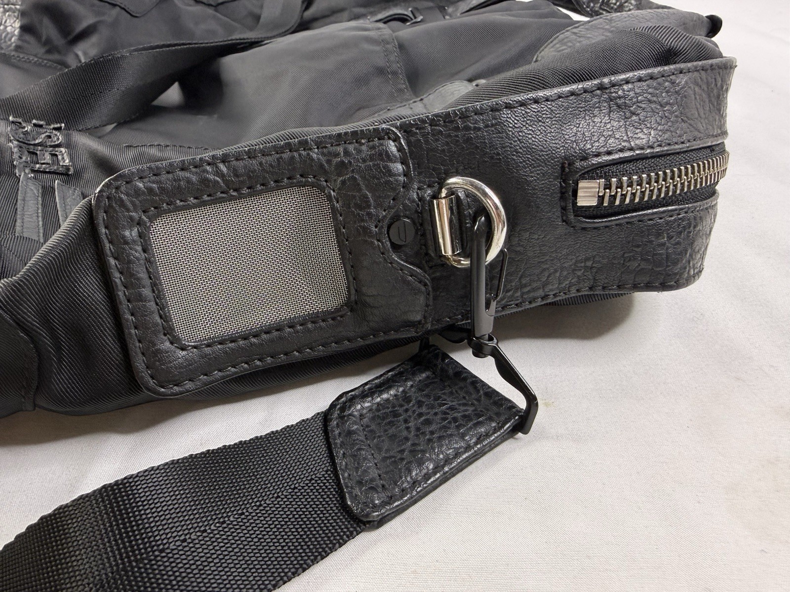 Retro Y2K DIESEL Tote Bag Large Capacity Boston Nylon Leather Black Vintage