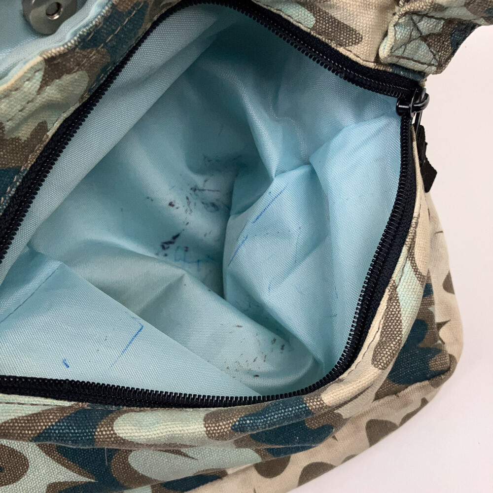 Kavu water pattern blue white bag with many zippered pockets