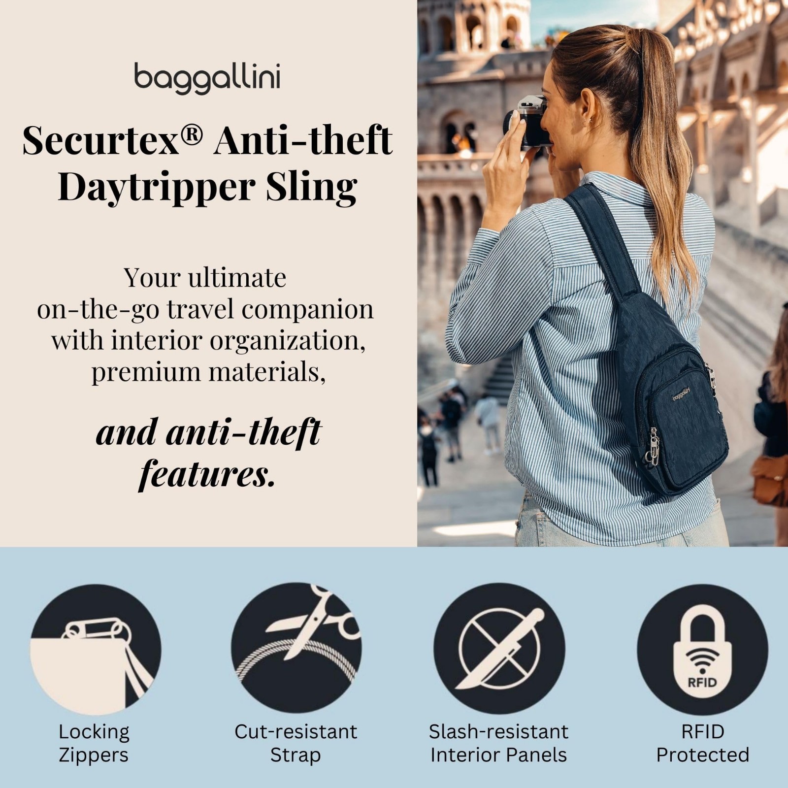 Anti-Theft Daytripper Sling Bag, Lightweight Travel Crossbody, Secure Design