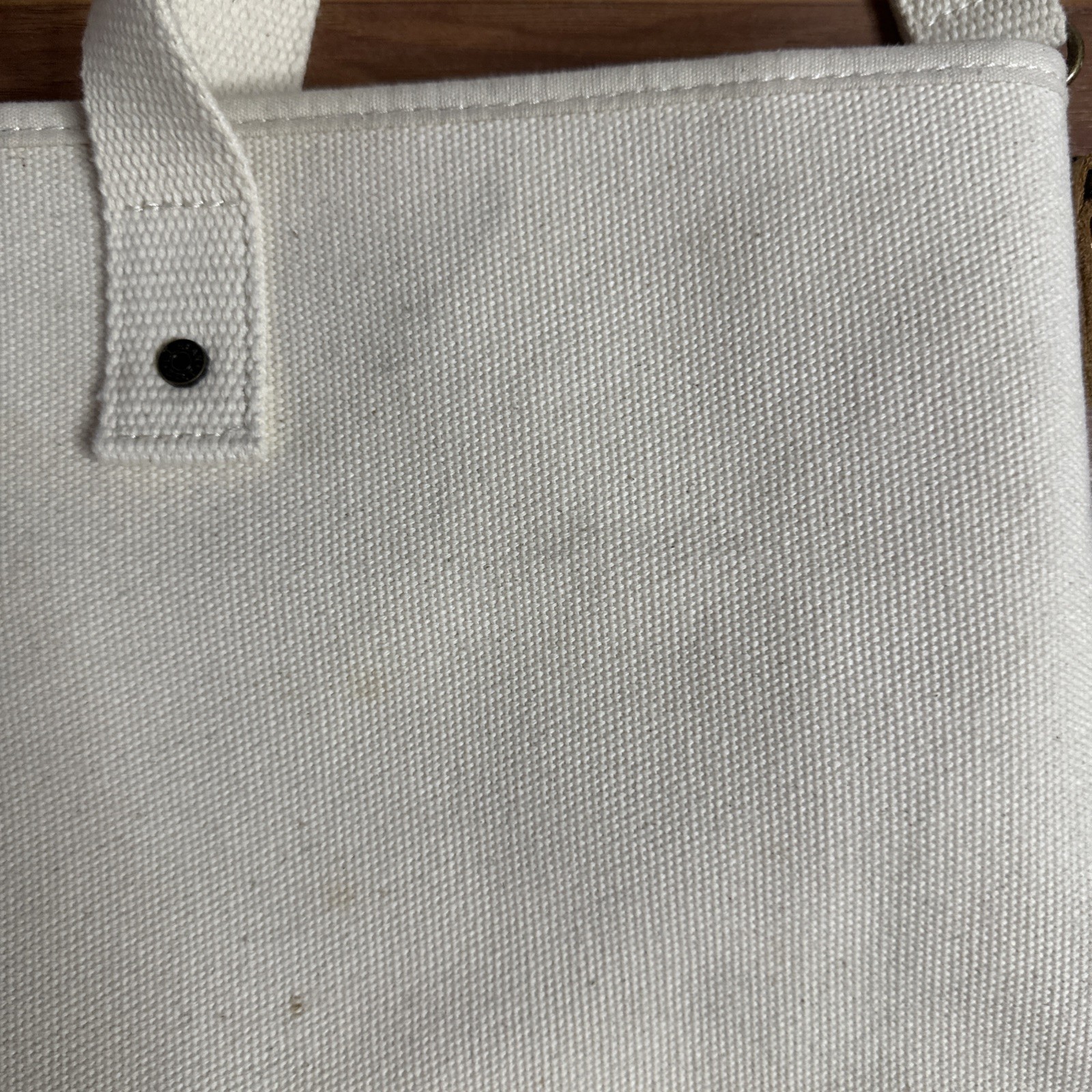 LL Bean Boat & Tote Zip Top Bag Canvas Ivory/Red L/XL Teacher Beach Leather Trim
