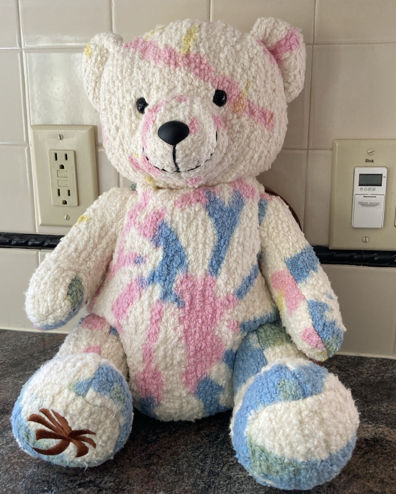 Palm Angels Teddy Bear Backpack Tie Dye Print Cotton Blend NEW Hard To Find NWT