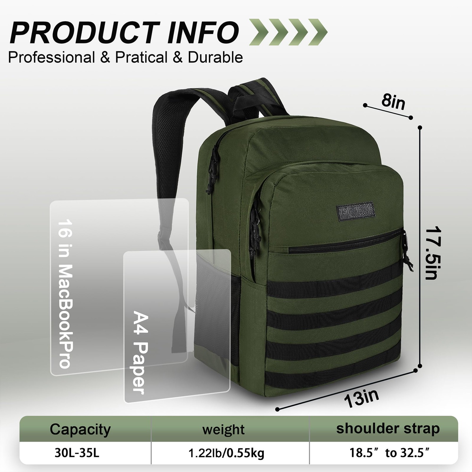 Tradesman Water Resistant Casual Daypack Travel Work School Laptop Backpack