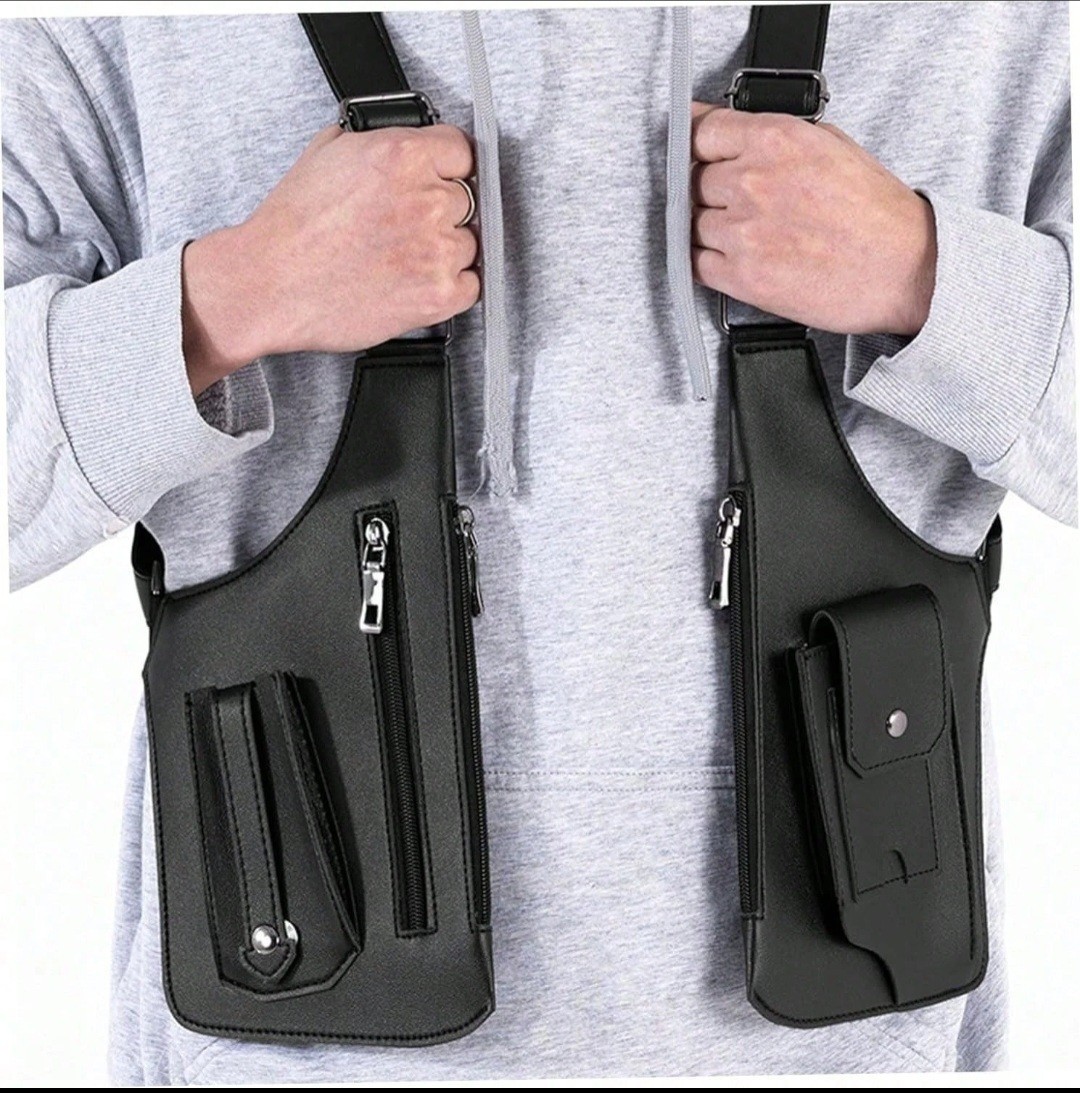 Black Hidden Underarm Shoulder Bag Anti Theft Leather Holster Pouch Wallet Men