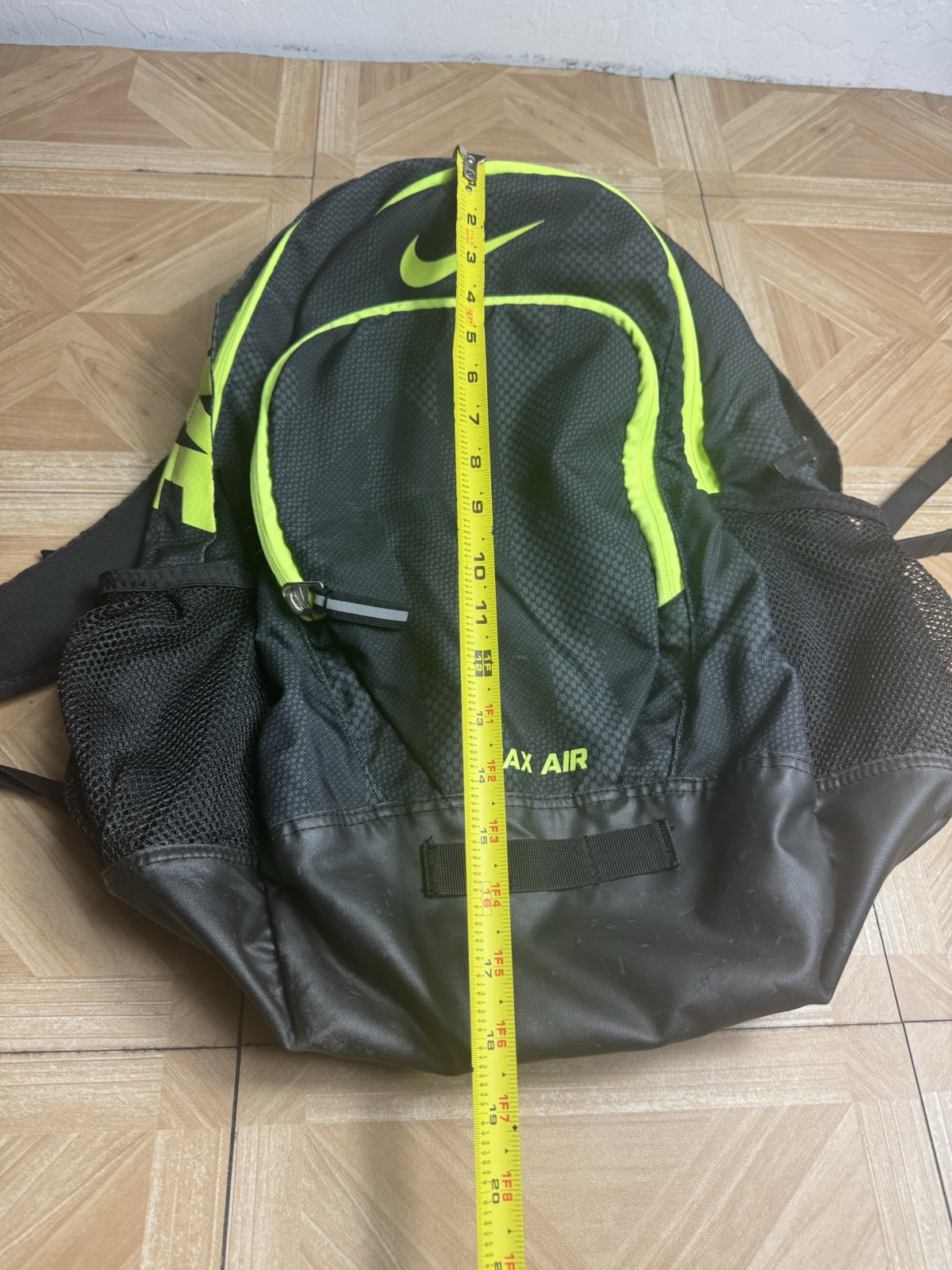 Nike Max Air Backpack School Gym Workout Sports Bag Black Lime Green
