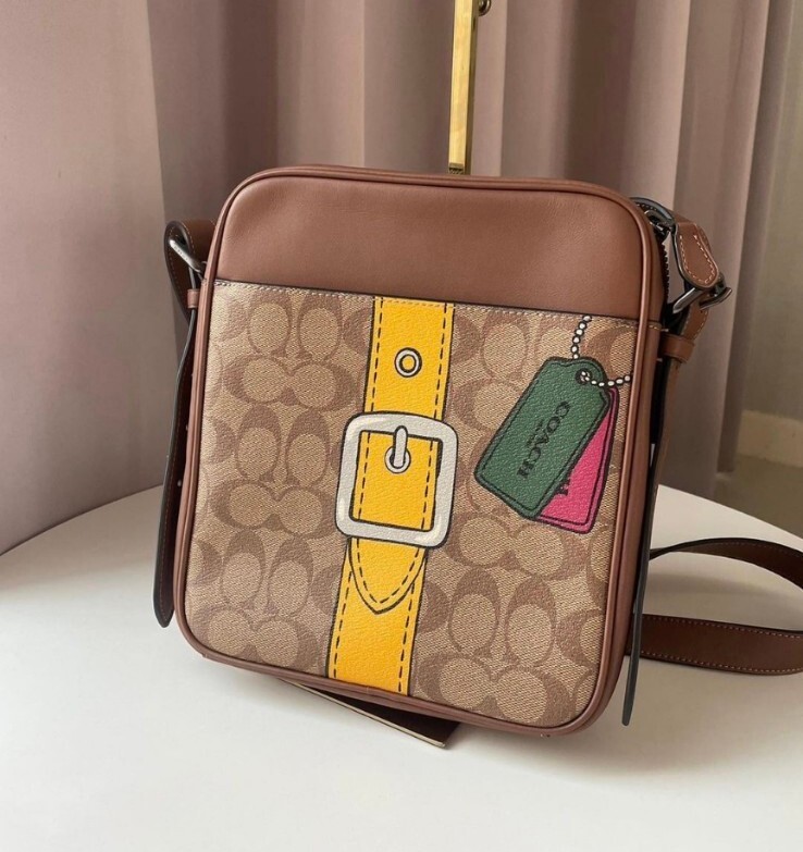 NWT Coach CH200 Hudson Crossbody 21 Signature Canvas&Leather Trompe L’oeil Print