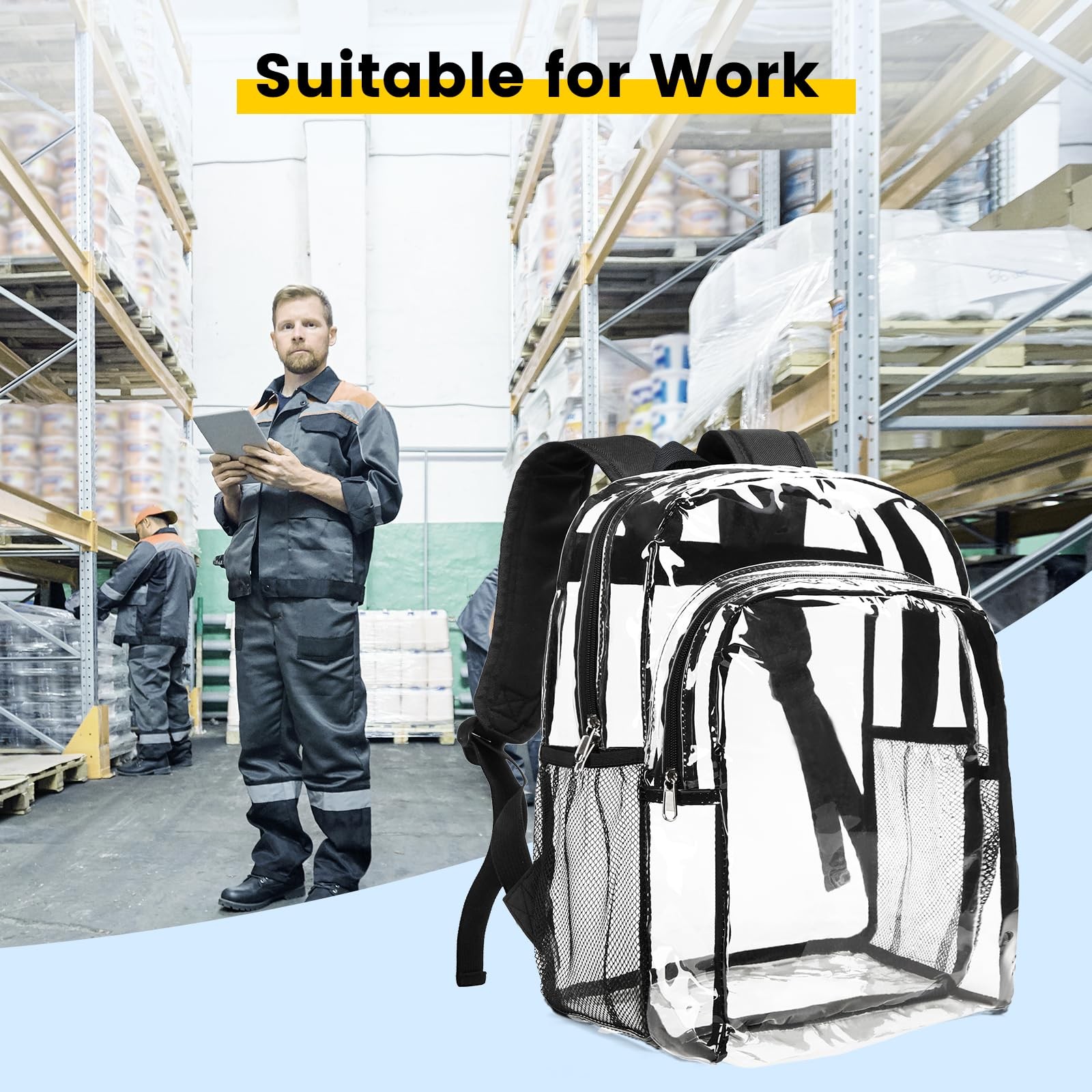 Clear Backpack Heavy Duty Transparent School Bookbag Girls Boys Large Bag 1 PCS