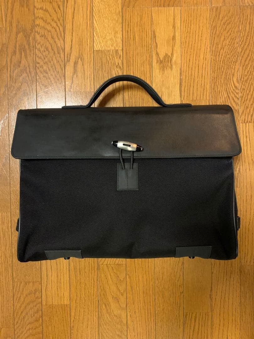 Montblanc Business Bag Black Canvas Leather Classic Briefcase Matte Finish