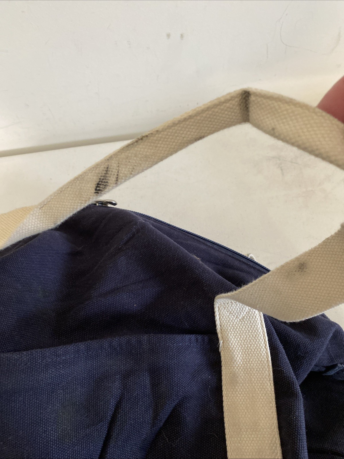LO & SONS Catalina Deluxe Large Weekend Bag 100% Cotton Blue White Duffle