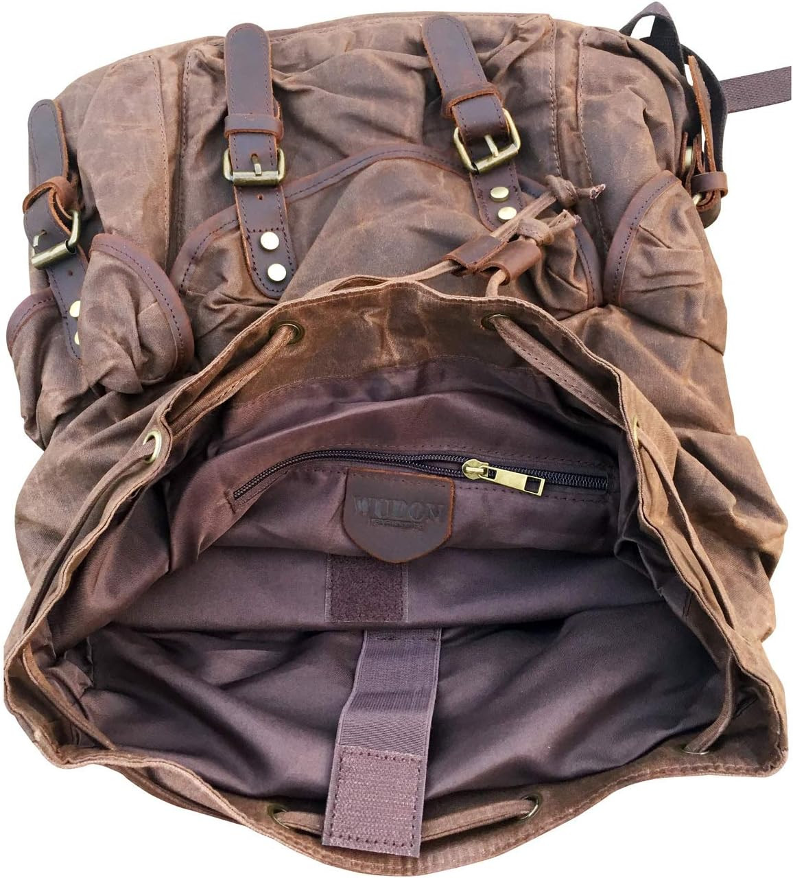 Leather Backpack for Men, Waxed Canvas Shoulder Rucksack Carry-On Travel Backpac