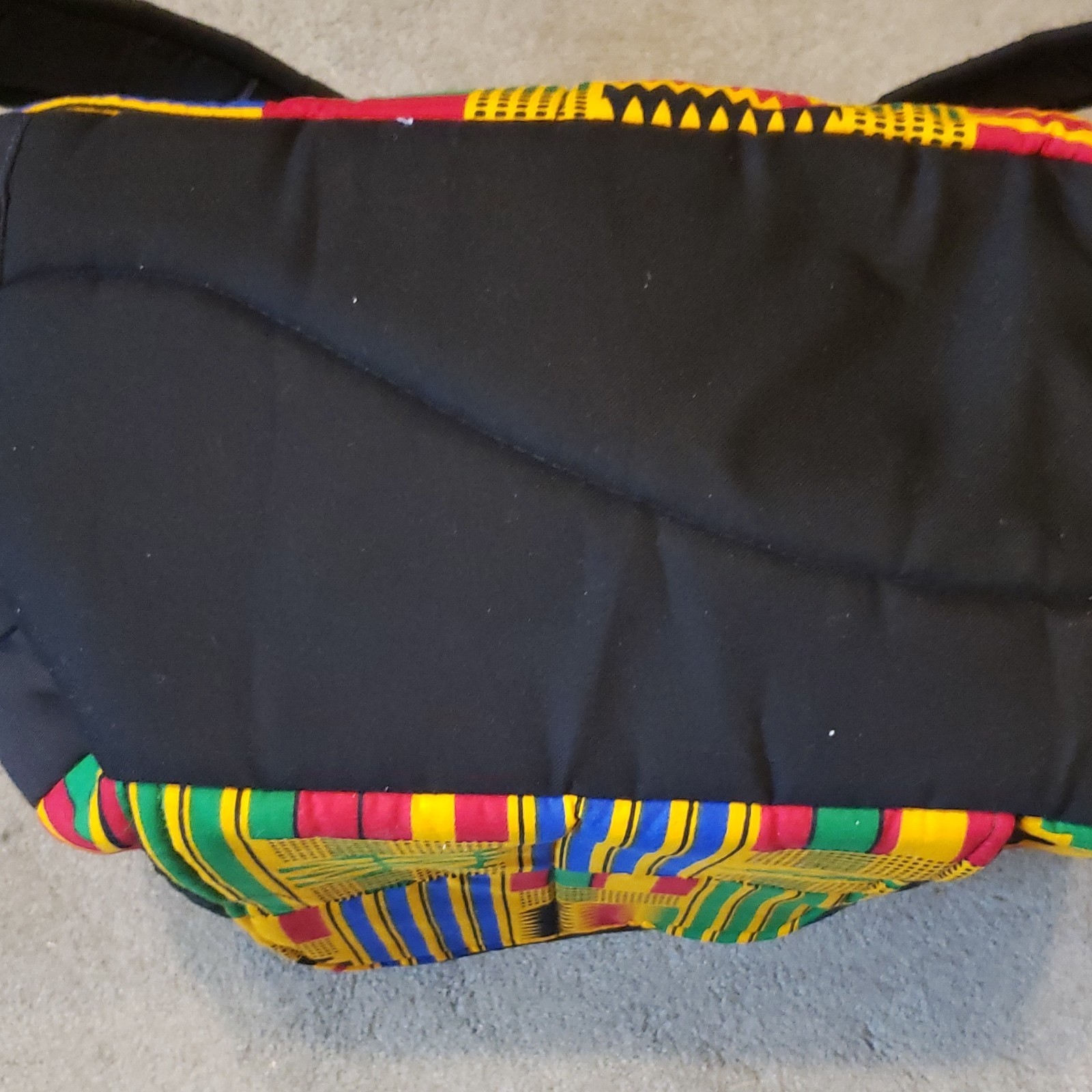 Multicolor/Black Geometric Tribal Backpack Zip Front Pocket Padded Straps