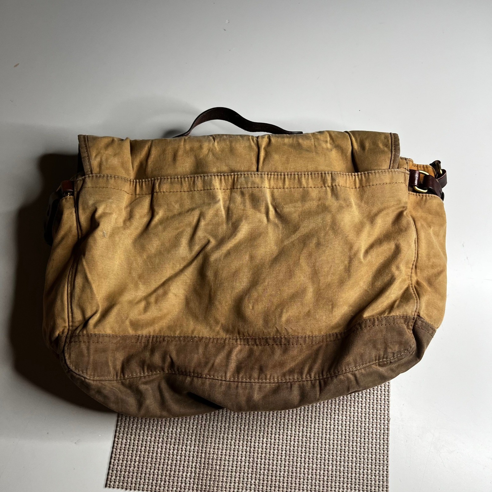 J.Crew Abingdon Messenger Bag Waxed Canvas Leather Field Satchel Laptop Bag