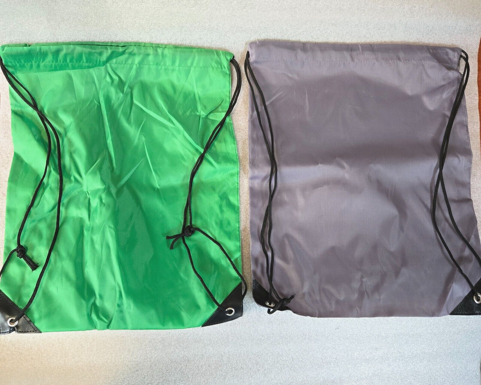 2 PIECES Drawstring Backpack Sport Gym Bag Cinch Sack Pack Bag 16×13 Green Gray