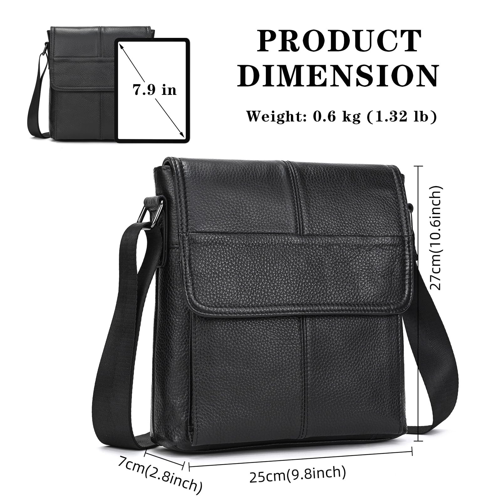 Leather Crossbody Men’s Small Shoulder Bag Vintage Men Bag Cross…