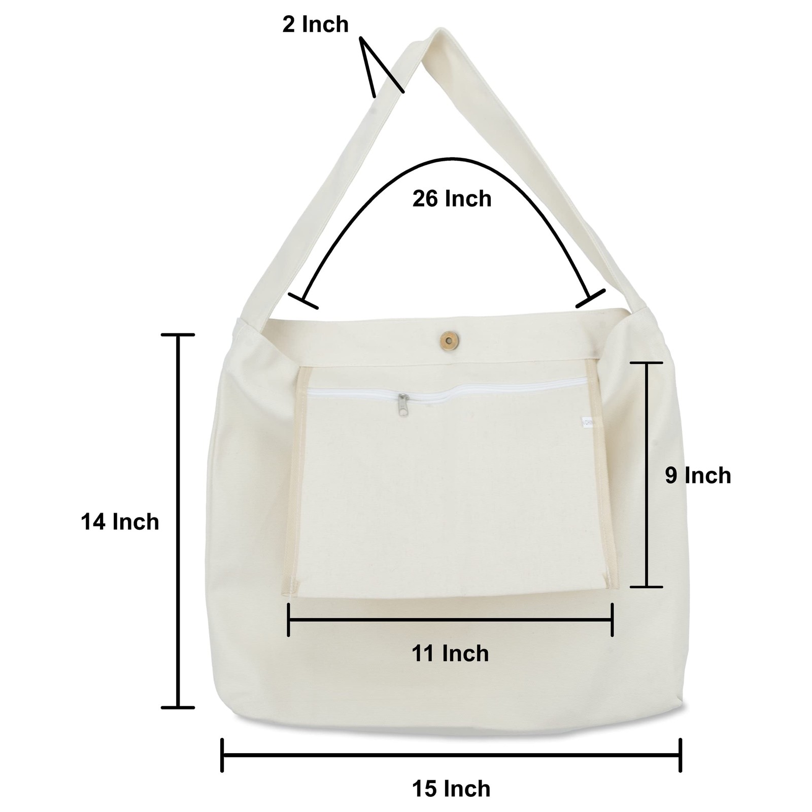 Colorful Seasons Canvas Bag with Magnetic Snap Large Size Simple Large, Black