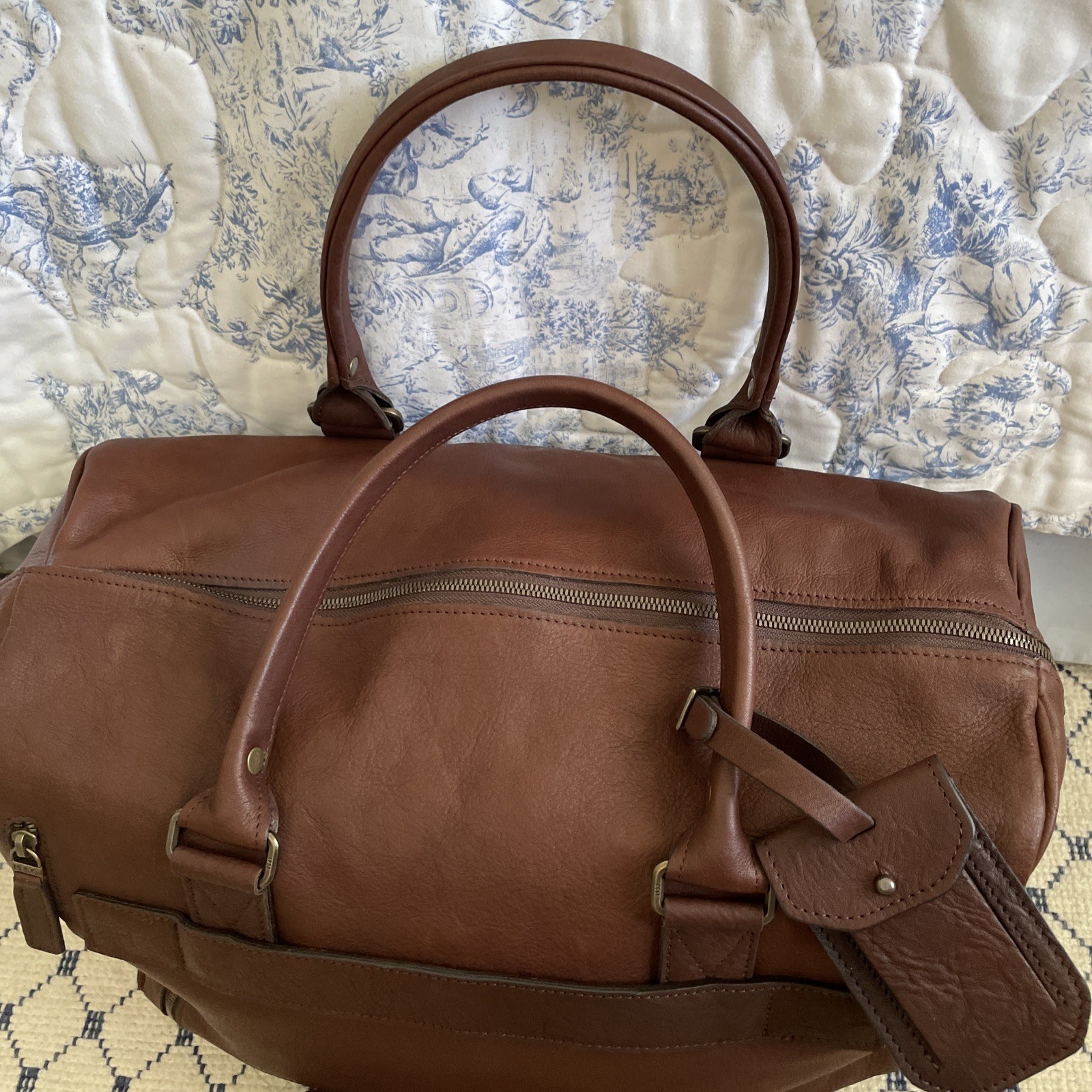 Nwot MOORE & GILES Benedict Weekend Leather Duffel Titan Milled Full Grain