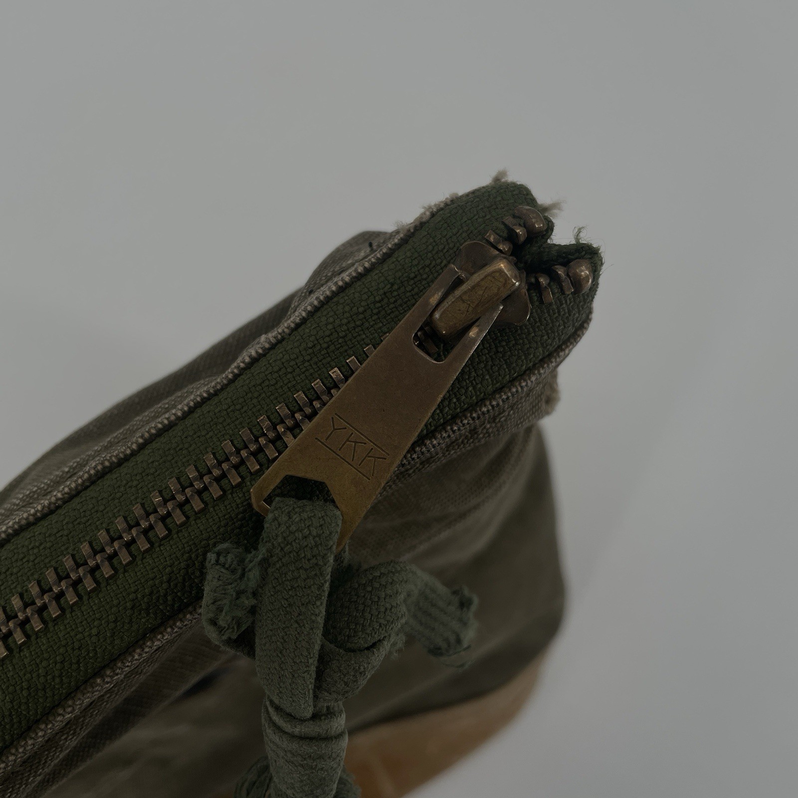 Atelier de L’Armee Green Canvas Brown Leather Tote Bag – Distressed