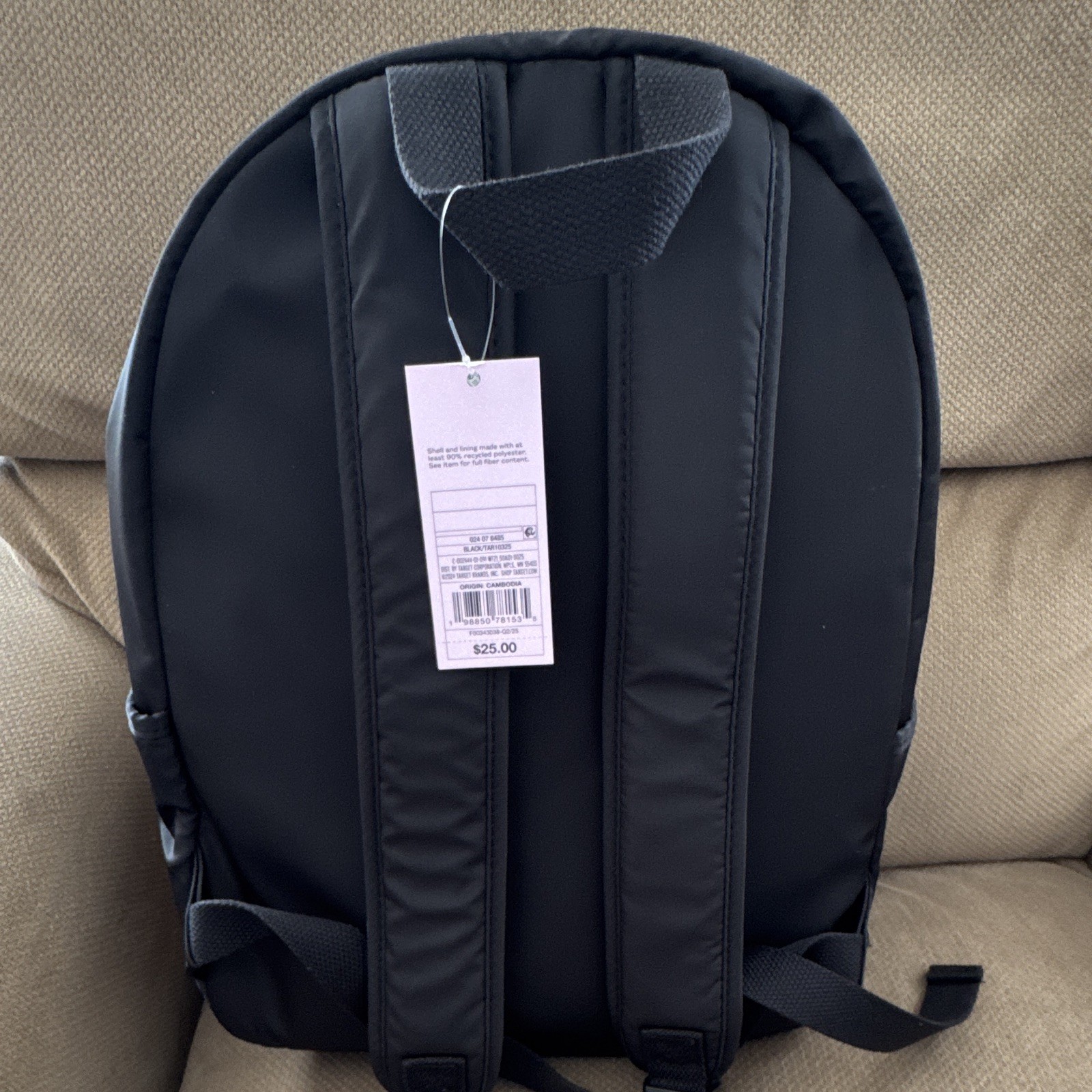 Wild Fable Black Solid Backpack with Front Zip Pocket, Zip Closure, Unisex