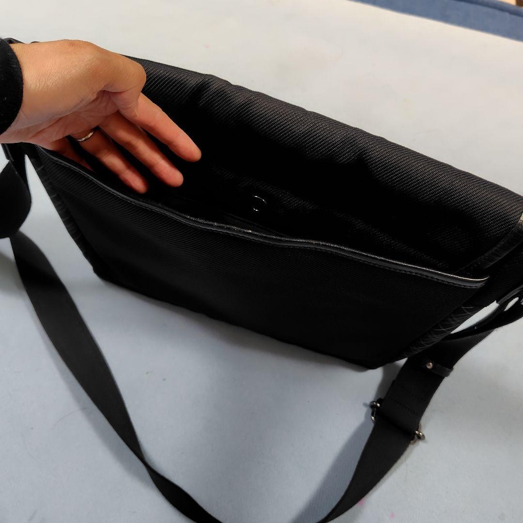 BURBERRY BLACK LABEL Messenger bag Check Black Nylon Authentic From Japan