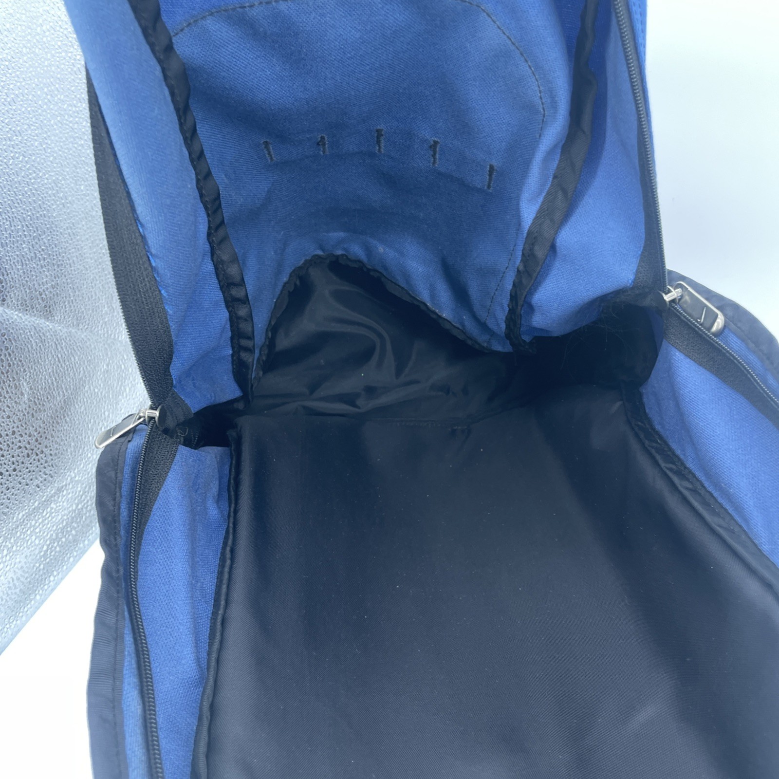 Vtg 1990s Nike Backpack Blue with Brown Suede Bottom Center SWOOSH 90s