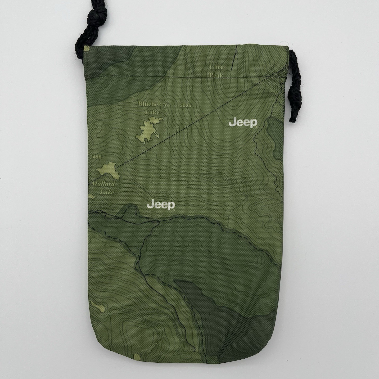 Jeep Topographic Map Drawstring Pouch Bag Green Black