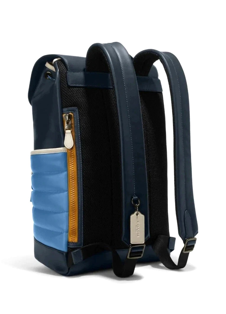 Coach Track Quilted Leather Backpack Sky Blue / Midnight Multi CE542 $698 NWT