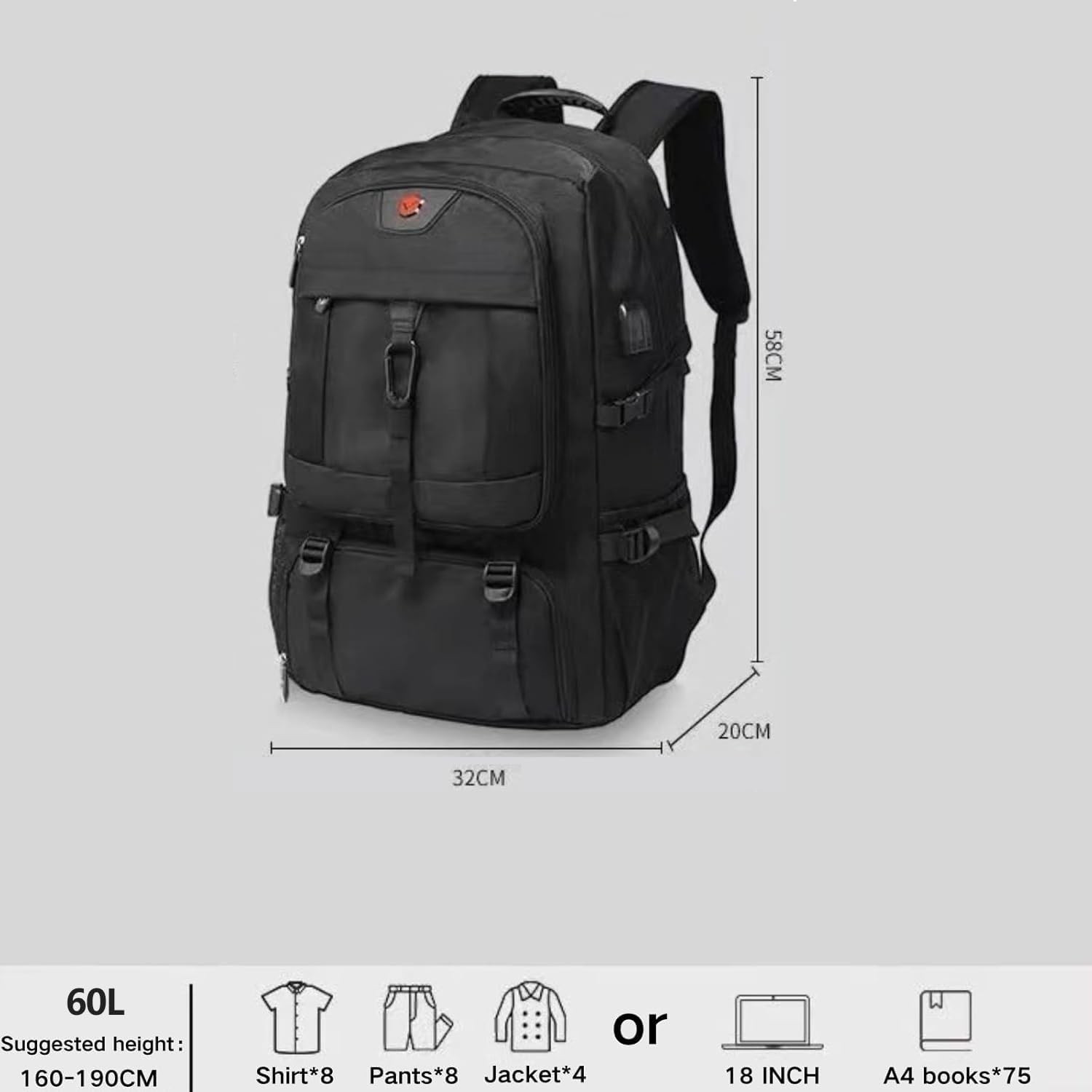 Travel laptop backpack, Extra Large 60L Traveling College Backpack,Large Capa…